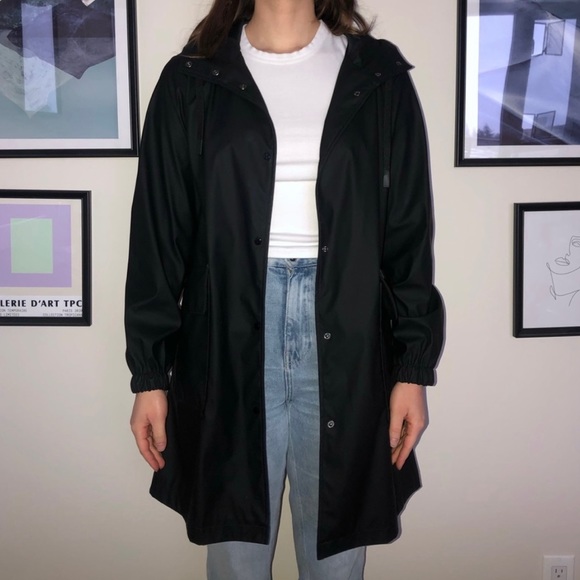 ZARA - Black Waterproof Raincoat - Picture 1 of 4